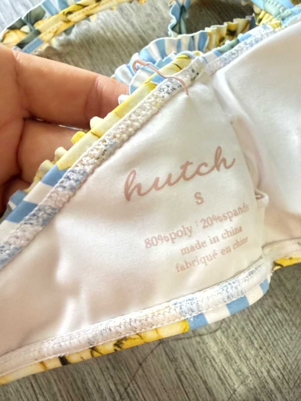 hutch siggi blue & yellow floral stripe high waist bikini swimwear set small NEW - Picture 6 of 7